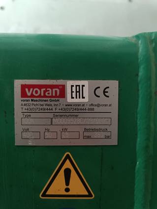 Кошиковий гідравлічний прес для фруктів із дробаркою VORAN 100K RM 1,5