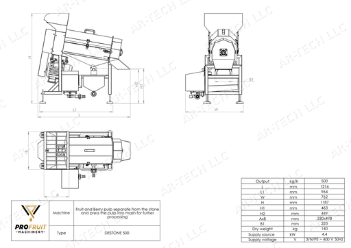 [PIT-06011] Pitting machine PROFRUIT DESTONE with a single sieve